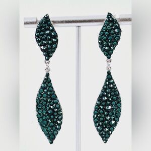 Stefanie Somers Fallon Demi Emerald Green Crystal Dangle Earrings